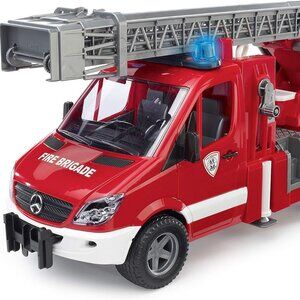 NIB Bruder 02532 MB Sprinter Fire Engine Ladder Water Pump and Light/Sound
